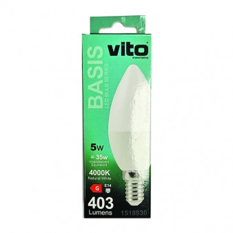 ΛΑΜΠΑ LED BASIS ΚΕΡΙ C37 E14 5W 403Lm 4000K VITO ΛΑΜΠΑ LED BASIS ΚΕΡΙ C37 E14 5W 403Lm 4000K VITO